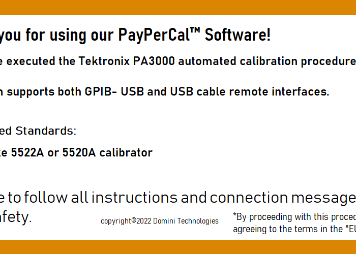 Tektronix PA3000 Automated Calibration Procedure